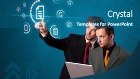  Presentation with modern - Theme featuring man online mail - businessman pressing messaging type background and a ocean colored foreground