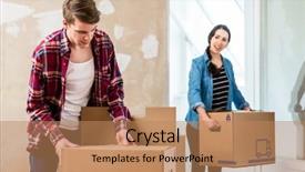  Presentation with opening ceremony of house - Colorful theme enhanced with man opening a cardboard box backdrop and a  colored foreground