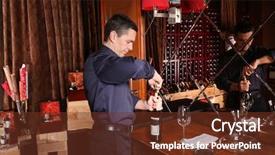  Presentation with bottle red wine - Amazing PPT layouts having man opening bottle of red backdrop and a tawny brown colored foreground