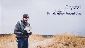  Presentation with trekking - PPT layouts with man-operating-a-drone background and a sky blue colored foreground