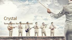  Presentation with woman leader - Slides having man orchestra playing different music background and a cream colored foreground