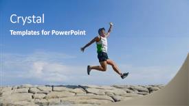  Presentation with sky blue - Slide set having man-outdoors-blue-sky-background and a teal colored foreground