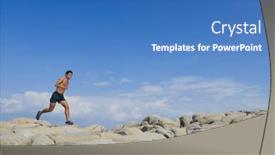  Presentation with blue sky - Slide set with man-outdoors-blue-sky-background and a teal colored foreground