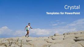  Presentation with sky blue - Slide set featuring man-outdoors-blue-sky-background and a teal colored foreground