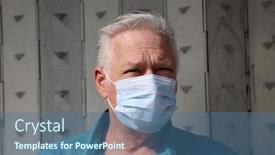  Presentation with flu virus - Theme having man-outside-wears-a-paper background and a ocean colored foreground