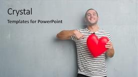  Presentation with young grey maine coon cat - Amazing slide set having man over grey grunge wall backdrop and a light gray colored foreground