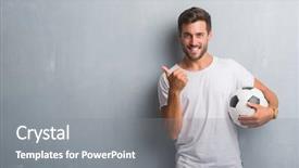  Presentation with young grey maine coon cat - Audience pleasing slide deck consisting of man over grey grunge wall backdrop and a gray colored foreground