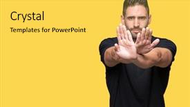  Presentation with negative - Presentation design consisting of man over isolated background rejection background and a  colored foreground