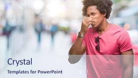  Presentation with bad breath - Audience pleasing slides consisting of man over isolated background smell backdrop and a sky blue colored foreground