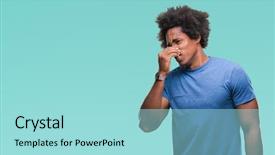  Presentation with bad breath - Colorful slide set enhanced with man over isolated background smell backdrop and a arctic colored foreground