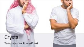  Presentation with arabic music arab man playing - Slide deck with man over isolated background thinking background and a lemonade colored foreground