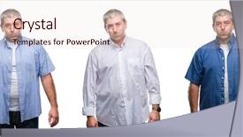  Presentation with face expression recognition - PPT theme featuring man over white isolated backgroud background and a  colored foreground