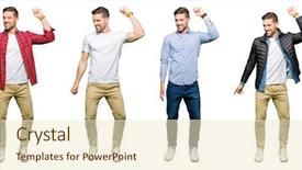  Presentation with listening - PPT layouts with man over white isolated background background and a cream colored foreground