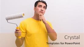  Presentation with diy - Slides with man-painting-house-in-diy background and a gold colored foreground