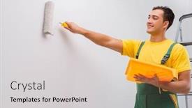  Presentation with diy - Theme with man-painting-the-wall background and a light gray colored foreground