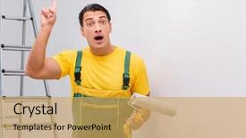  Presentation with diy - Theme with man painting the wall in diy concept background and a yellow colored foreground