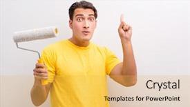  Presentation with diy - PPT theme consisting of man painting the wall in diy concept background and a yellow colored foreground