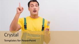  Presentation with diy - PPT layouts consisting of man painting the wall in diy concept background and a yellow colored foreground