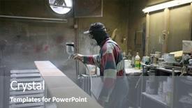  Presentation with spray - Slides enhanced with man painting with spray paint background and a  colored foreground