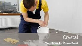  Presentation with repair - Theme consisting of man-paints-the-walls background and a gray colored foreground