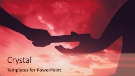  Presentation with baton - Beautiful slide deck featuring man passing the baton backdrop and a coral colored foreground