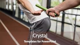  Presentation with baton - Presentation theme featuring man passing the baton background and a tawny brown colored foreground