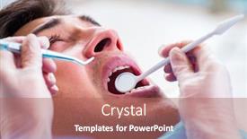  Presentation with dentist - Slides consisting of man-patient-visiting-dentist background and a coral colored foreground