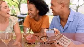  Presentation with contactless - PPT layouts consisting of man-paying-bill-at-outdoor background and a red colored foreground