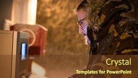  Presentation with winter storm - Cool new PPT theme with man-paying-on-service backdrop and a tawny brown colored foreground