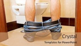  Presentation with toilet - Theme consisting of man peeing in toilet background and a coral colored foreground