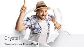  Presentation with paper - PPT layouts with man-peeking-through-a-paper background and a light gray colored foreground