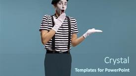  Presentation with pantomime - Slide deck enhanced with man-performing-pantomime-isolated background and a ocean colored foreground