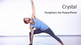  Presentation with gym - Presentation theme featuring man performing yoga in gym background and a pink colored foreground