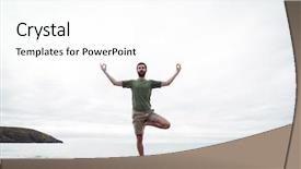 Presentation with yoga - Presentation theme featuring man-performing-yoga-on-beach background and a white colored foreground