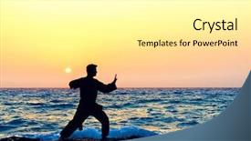  Presentation with tai chi - Audience pleasing slides consisting of man performs tai chi moves backdrop and a white colored foreground