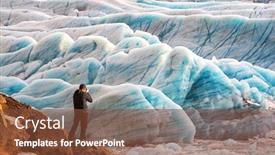  Presentation with ice blue - Amazing PPT theme having man-photographs-the-blue-glacial backdrop and a tawny brown colored foreground