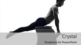  Presentation with pilates - Slides featuring man pilates chair exercises fitness background and a light gray colored foreground