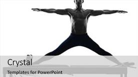  Presentation with pilates - Slide set having man pilates reformer exercises fitness background and a light gray colored foreground