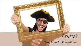  Presentation with pirate - Cool new presentation design with man pirate isolated on the white background backdrop and a coral colored foreground