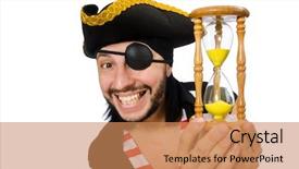  Presentation with pirate - Presentation enhanced with man pirate isolated on the white background background and a coral colored foreground