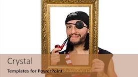  Presentation with pirate - Presentation theme having man pirate isolated on the white background background and a red colored foreground