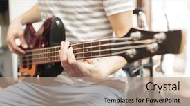  Presentation with bass guitar - Amazing slide set having man play on bass guitar backdrop and a coral colored foreground