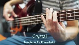  Presentation with bass guitar - PPT layouts enhanced with man play on bass guitar background and a ocean colored foreground