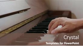  Presentation with piano - Beautiful slides featuring man-play-piano-at-home backdrop and a tawny brown colored foreground