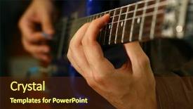  Presentation with play - Slide set consisting of man play solo on blue background and a tawny brown colored foreground