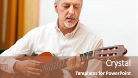  Presentation with classical guitar - Amazing slide set having man playing a classical guitar backdrop and a coral colored foreground
