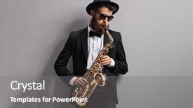  Presentation with gray - Slide set consisting of man playing a sax background and a gray colored foreground