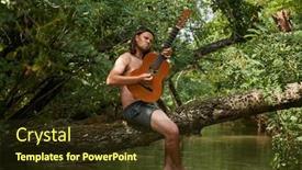  Presentation with wilderness - PPT theme featuring man-playing-acoustic-guitar-sitting background and a tawny brown colored foreground