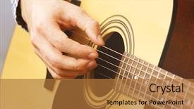  Presentation with acoustic - Audience pleasing theme consisting of man playing acoustic guitar backdrop and a red colored foreground