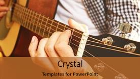  Presentation with acoustic - Theme consisting of man playing acoustic guitar background and a red colored foreground